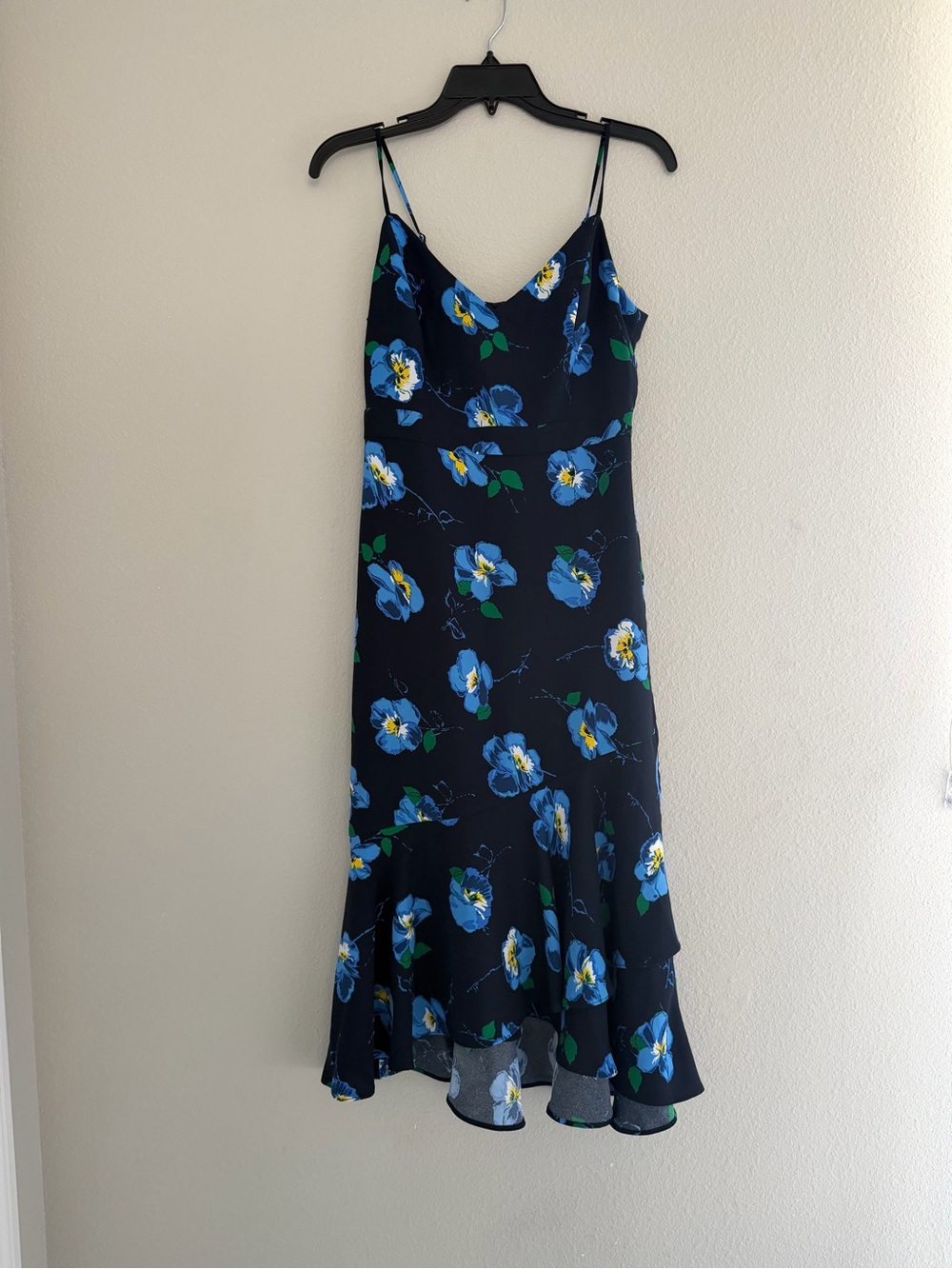 2000s y2k core Banana Republic Blue Floral Slip dress low ruffle 2